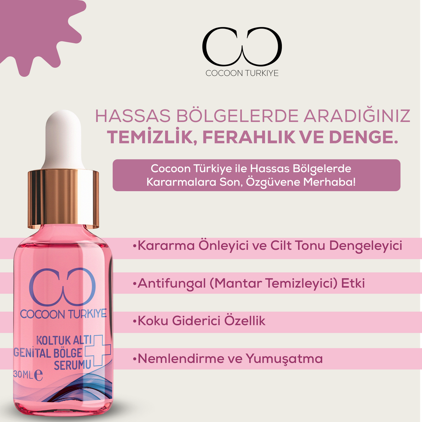 Cocoon Türkiye Koltuk Altı & Genital Bölge Serumu – 30 ml