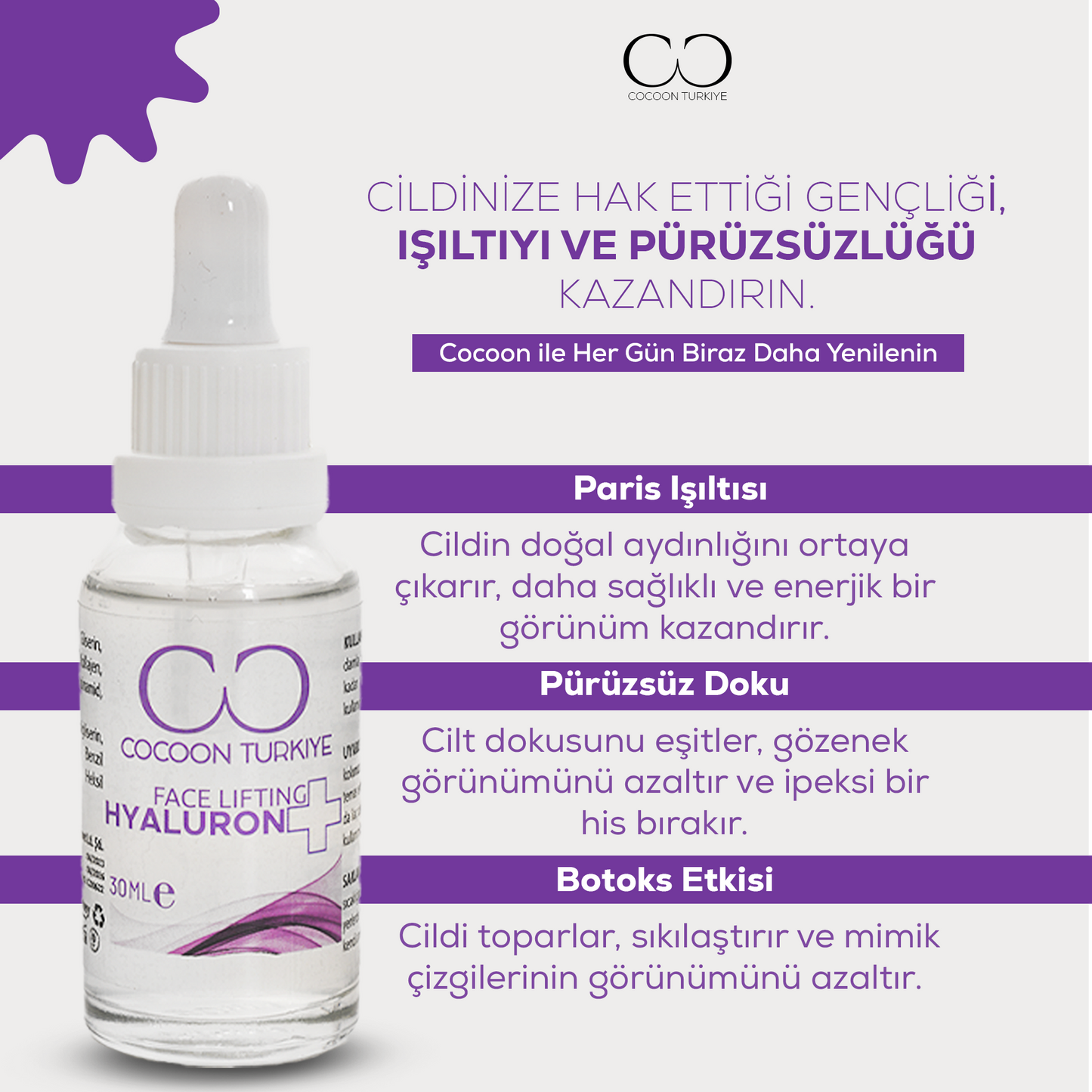 Cocoon Türkiye Yaşlanma Karşıtı Hyaluron Serum – 30 ml
